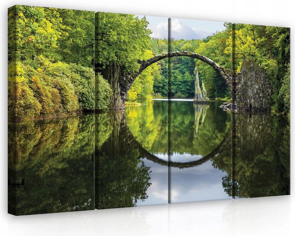 Vászonkép 120x80 Ördöghíd Rakotzbrucke Kromlau Németország tükröződő tükör víz