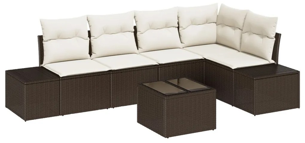 Kerti Kanapé Szett 6 pcs Barna polirattan