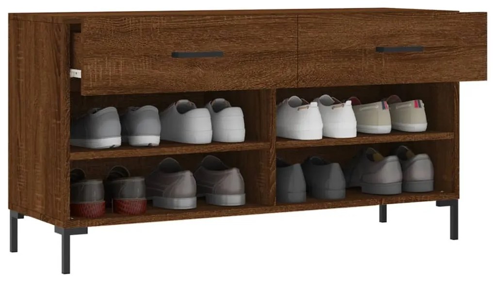 vidaXL barna tölgy színű szerelt fa cipőpolc 102x35x55 cm