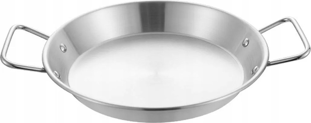 Paella rozsdamentes acél alacsony profilú serpenyő sütéshez fogantyúk 28cm