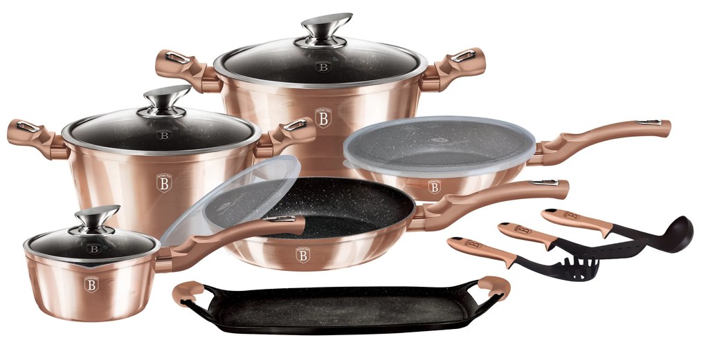 Berlinger Haus 14+2 részes edénykészlet Metallic Line Rose Gold Edition