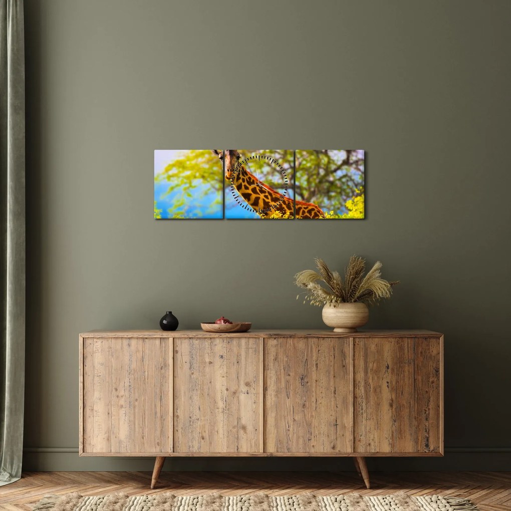 Egy kép egy zsiráfról Afrikában (órával) (90x30 cm)