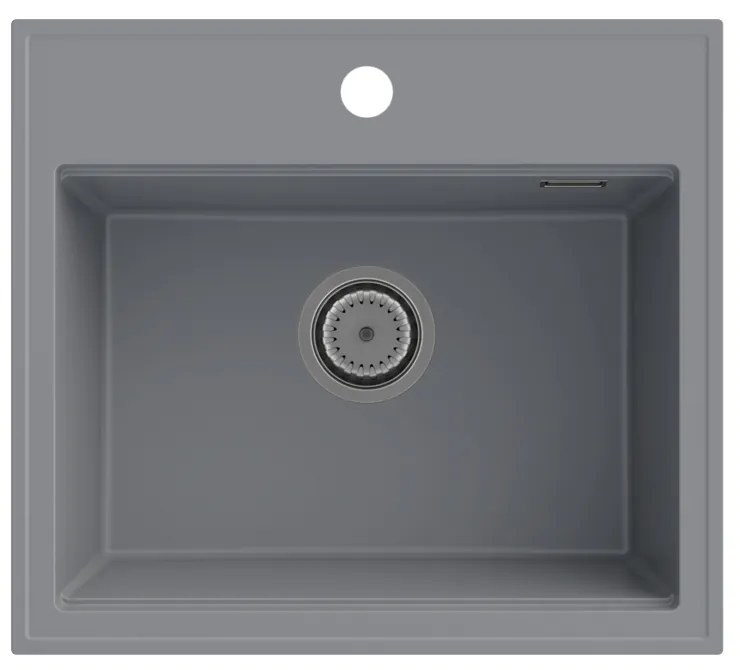 SINK Quality Mosogató Minőségi Ferrum Új 5055, 1 kamrás gránit mosogató 560x500x210 mm + króm szifon, szürke, SKQ-FER.5055.GX