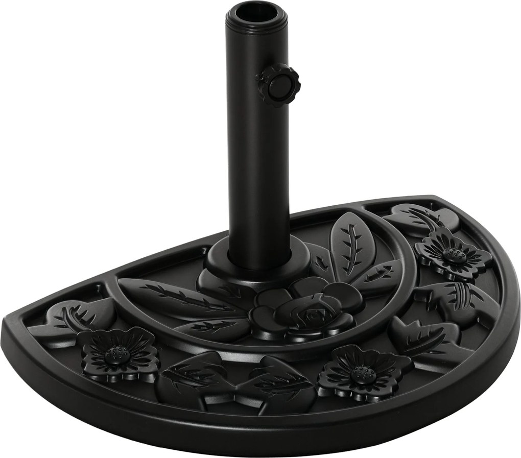 Outsunny 9 kg-os kerti napernyő állvány virágmintával, félkör alakú napernyő tartó, állvány 35/38/48 mm átmérőjű pólushoz, erkélyre, teraszra, kertbe,