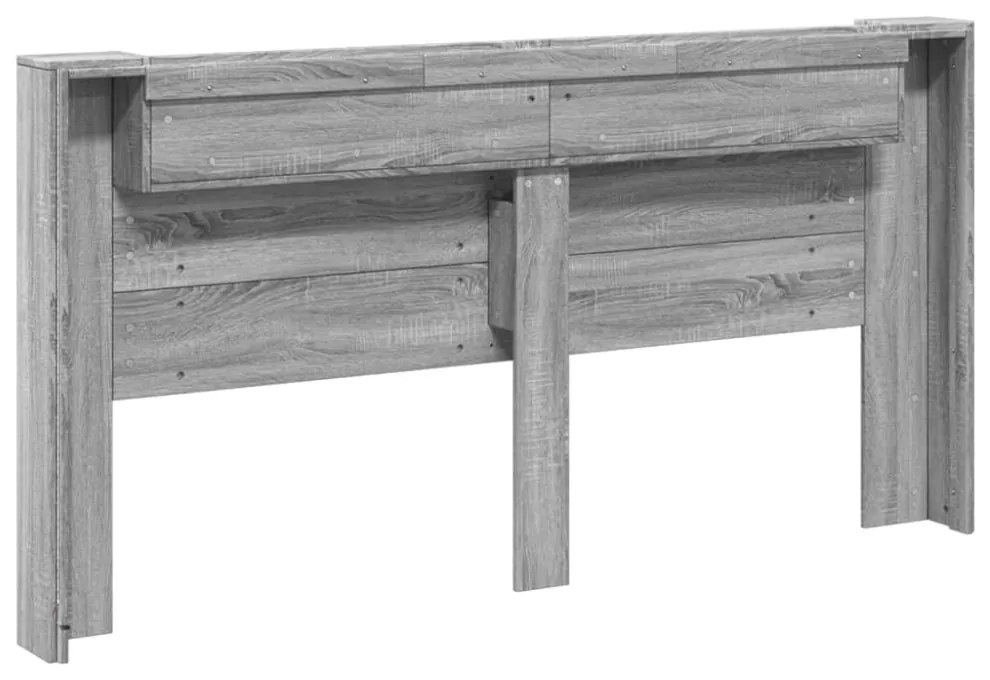 szürke sonoma színű áthidalószekrény LED-ekkel 200x16,5x103,5cm