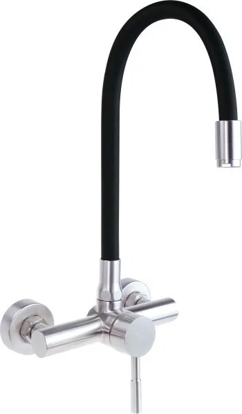 Luno fali mosogató csaptelep flexibilis kifolyóval, szálcsiszolt acél/fekete