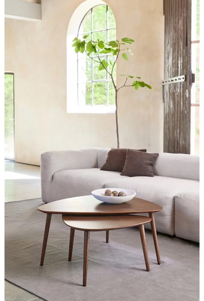 Barna dohányzóasztal szett tölgyfa dekorral 2 db-os 70x100 cm Adda – Unique Furniture
