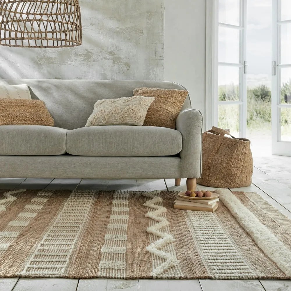 Medina bézs juta szőnyeg, 120 x 170 cm - Flair Rugs
