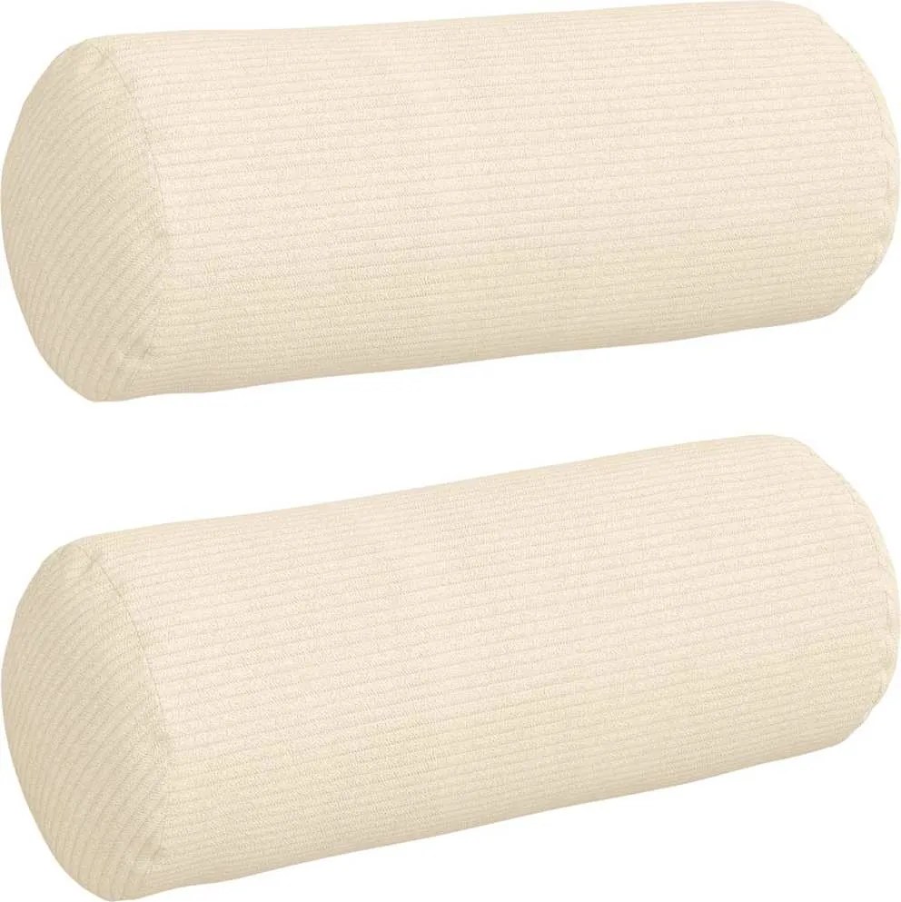 vidaXL Hengerpárnák 2 pcs Krém Ø 15 x 40 cm Bársonyos szövet