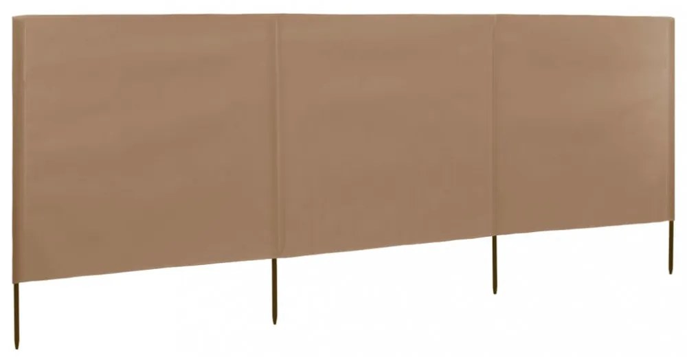 3 paneles tópszínű szövet szélfogó 400 x 80 cm