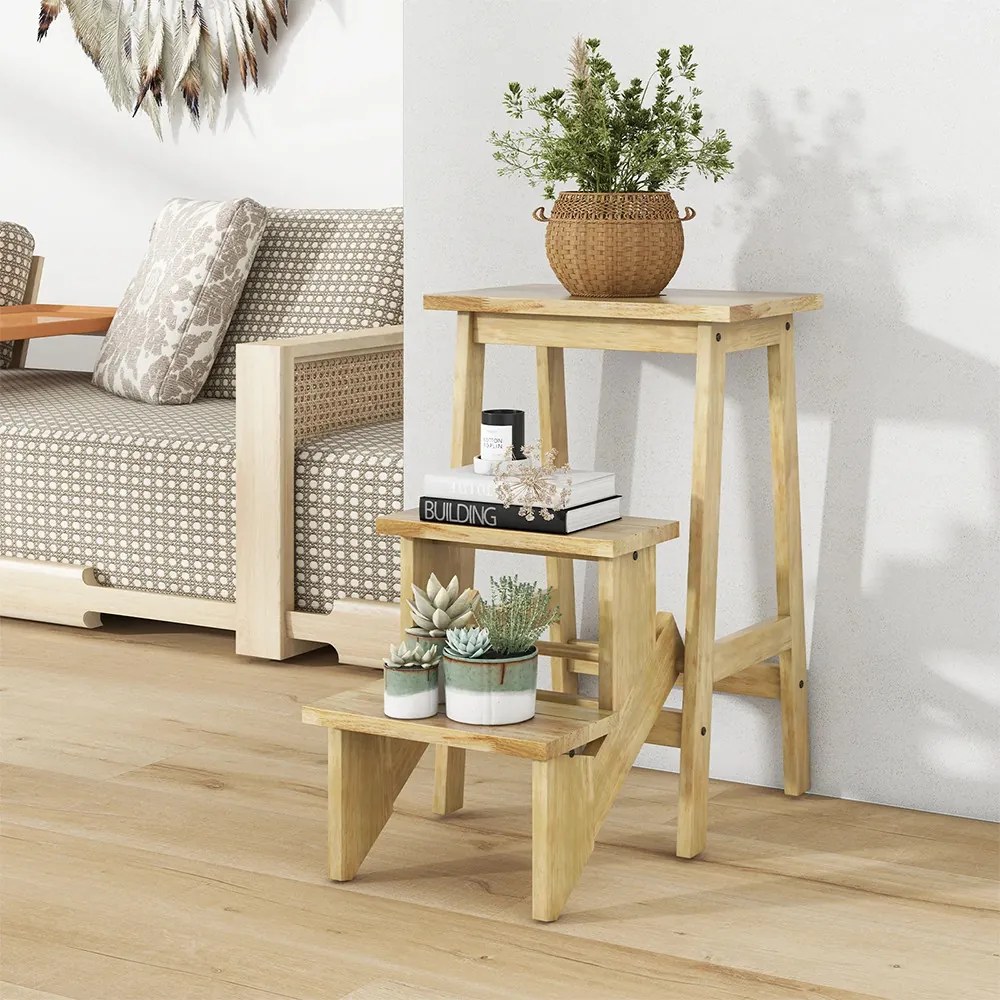 Összecsukható 3 fokos fellépő, natúr