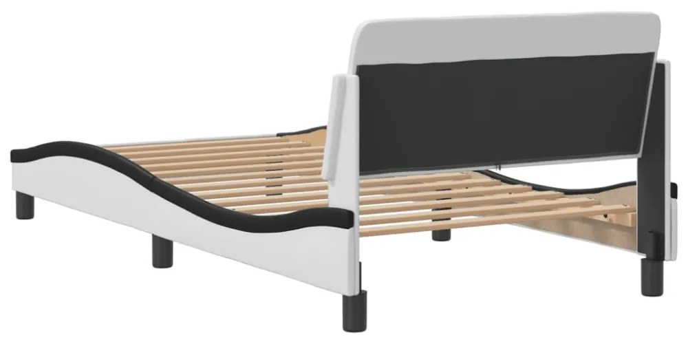 fehér és fekete műbőr ágykeret Dover 100x200 cm