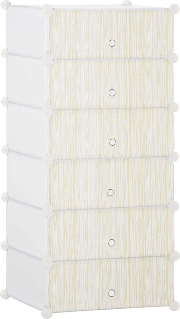 HOMCOM Műanyag Cipőtartó Polc 6 Pár Cipőhöz Üvegdoboz Előszobába DIY Rakható Polc Cipőtartó Fehér 49 x 36,5 x 108 cm | Aosom