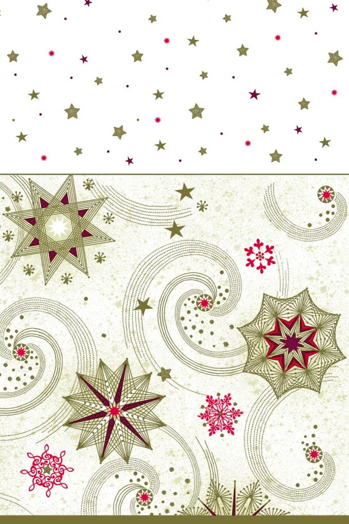 Karácsony Gold Stars and Twirls papír asztalterítő 120x180 cm