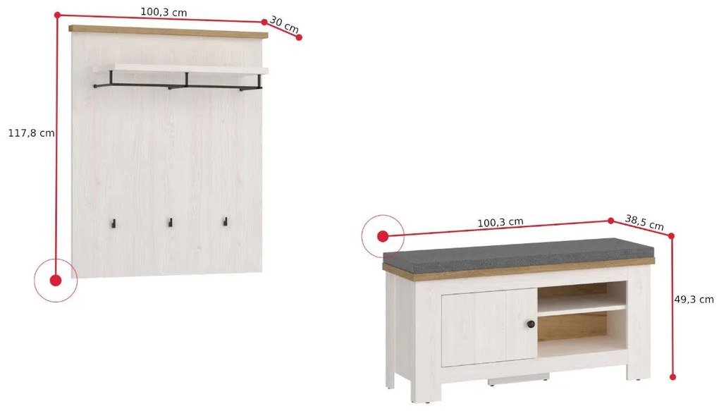 CELESTAN előszoba összeállítás, szibériai vörösfenyő/tölgy coast evoke