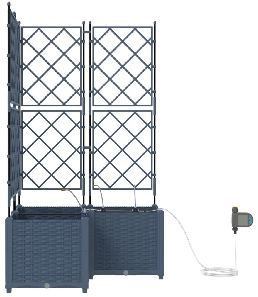 Kerti ültetők Szürke 80 x 80 x 142 cm Acél