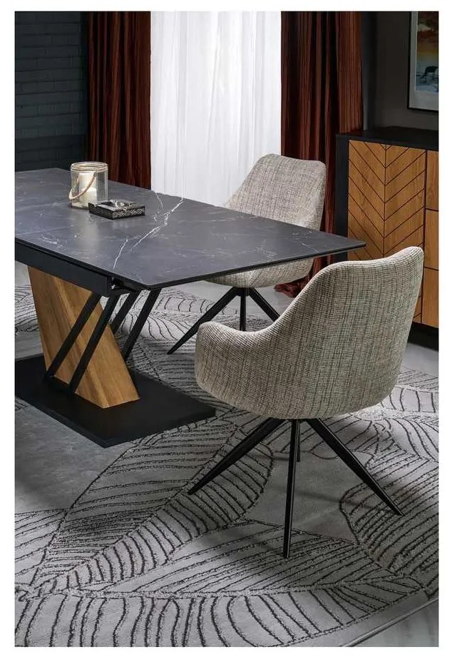 Sterzo étkezőasztal 140-180 x 90 cm, fekete / arany tölgy