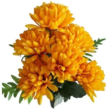 Mesterséges csokor krizantém, sötétsárga, magasság58 cm