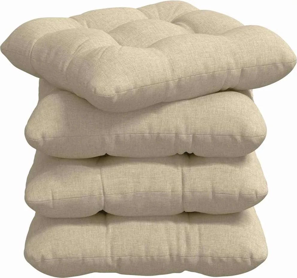 vidaXL Ülőpárnák 4 pcs Krém 40 x 40 x 12 cm szövet