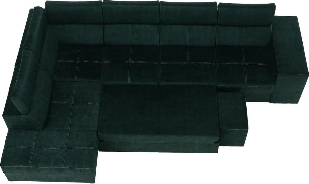 Ülőgarnitúra, smaragdzöld, balos, MALAGA BIG