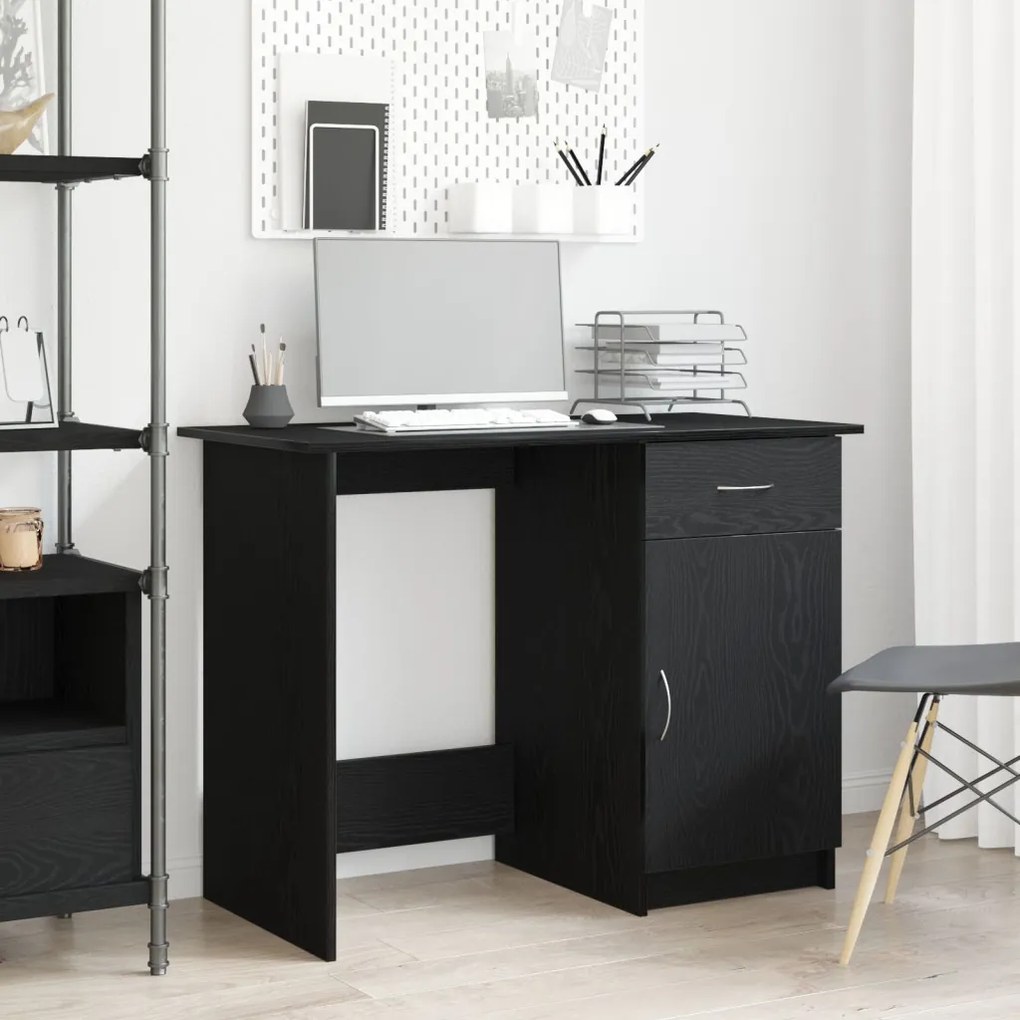 vidaXL Asztal Fekete Tölgy 100x50x76 cm Szerelt Fa