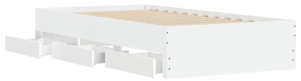 fehér szerelt fa ágykeret fiókokkal 75x190 cm