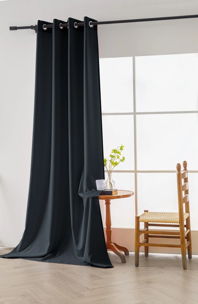 OXFORD fekete függöny 140x250 cm Felfüggesztés: Hullámos sínszalag