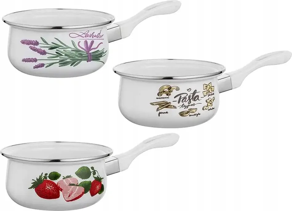 Zománcozott Serpenyő egyenes Emalia pleszew fogantyúval 16 CM 1,4 L MIX Minták