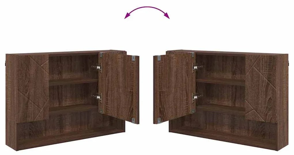 Fürdőszobai tükörszekrény barna tölgy 80 x 17 x 55 cm Faanyag