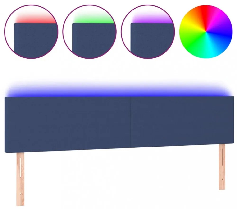 kék szövet LED-es fejtámla 200x5x78/88 cm