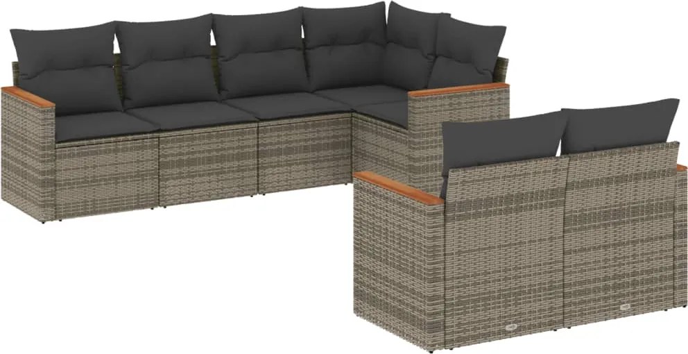 vidaXL 7 részes szürke polyrattan kerti ülőgarnitúra párnákkal