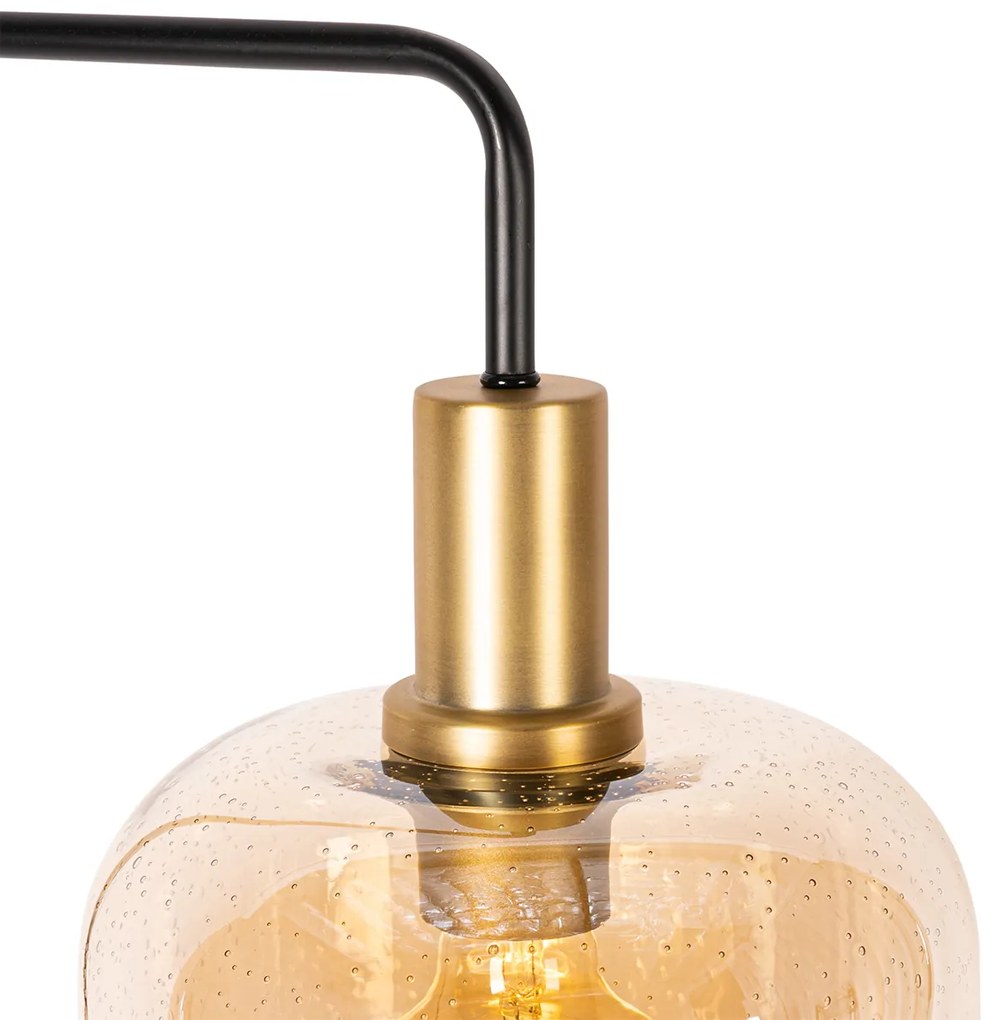 Design állólámpa fekete rézzel és borostyán üveggel - Zuzanna