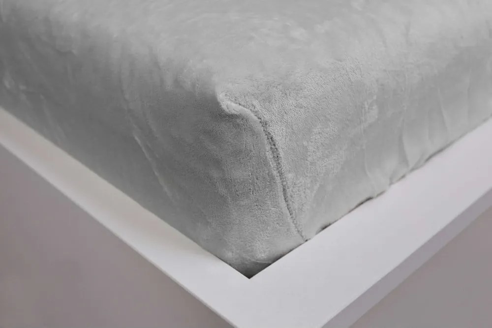 Szürke gumis mikroplüss lepedő 180x200 cm – Jerry Fabrics