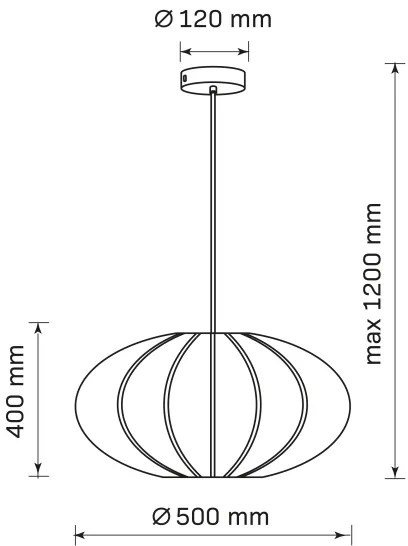Csillár zsinóron KINU 1xE27/20W/230V átm. 50 cm fehér