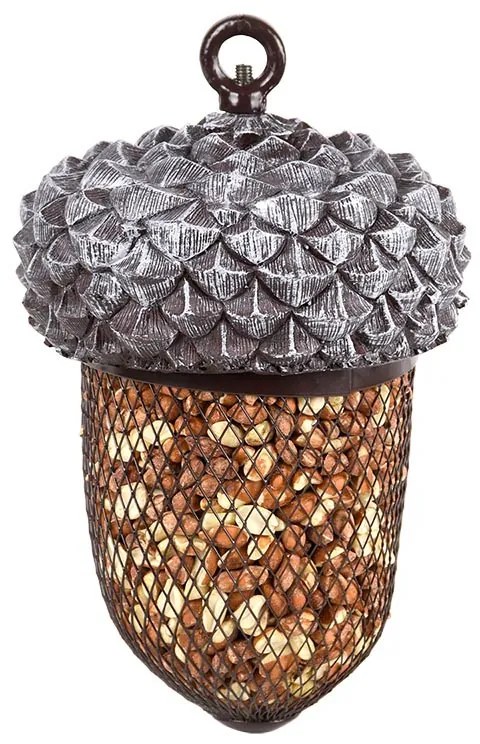 Felakasztható makk alakú madáretető, ráccsal