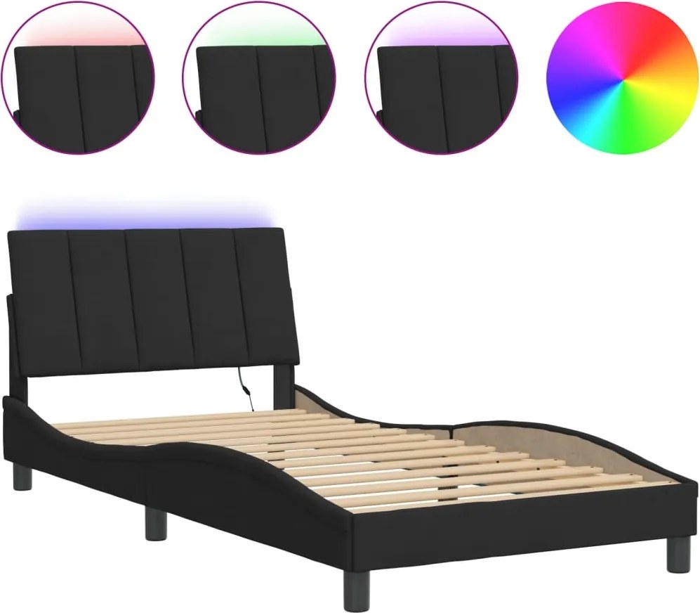vidaXL fekete bársony ágykeret LED-ekkel matrac nélkül Hanko 100 x 200 cm