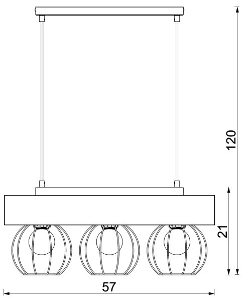 Csillár zsinóron MENTON 3xE27/15W/230V fekete/barna/tölgy
