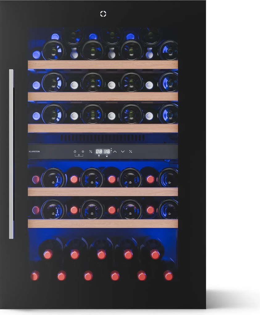 Klarstein Illuminosa beépített borhűtő | Kétzónás | UV védelem | 143 liter | 57 palack | 60 cm