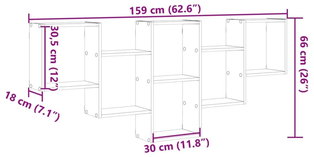 fekete szerelt fa fali polc 159 x 18 x 66 cm