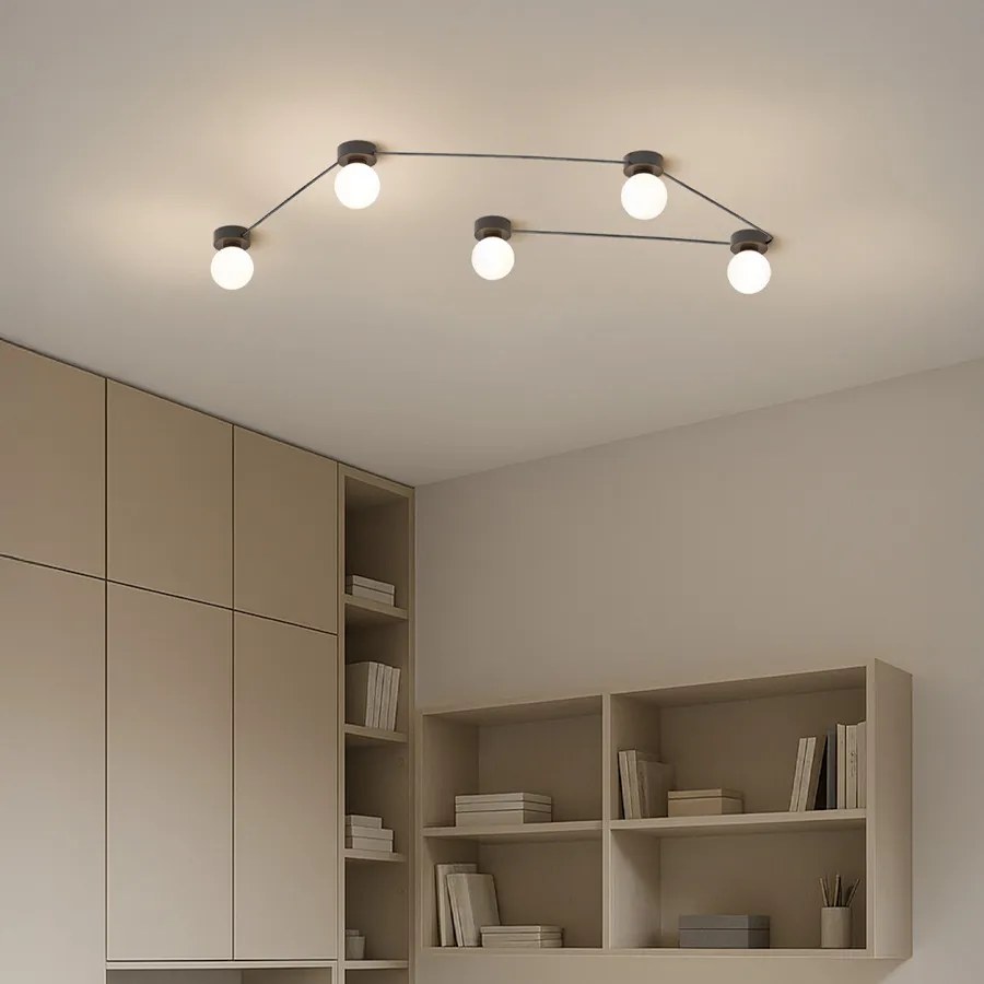 RENDL VELA V mennyezeti lámpa fekete opálüveg 230V LED G9 5x6W