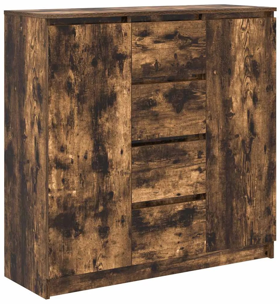 füstölt tölgy szerelt fa tálalószekrény fiókos 100,5x35x98,5 cm