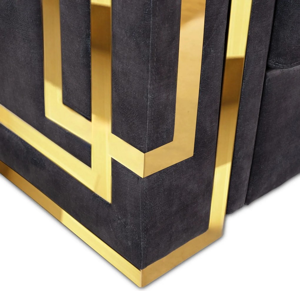 Kétszemélyes kanapé fekete/arany színben PALLAZO 2S