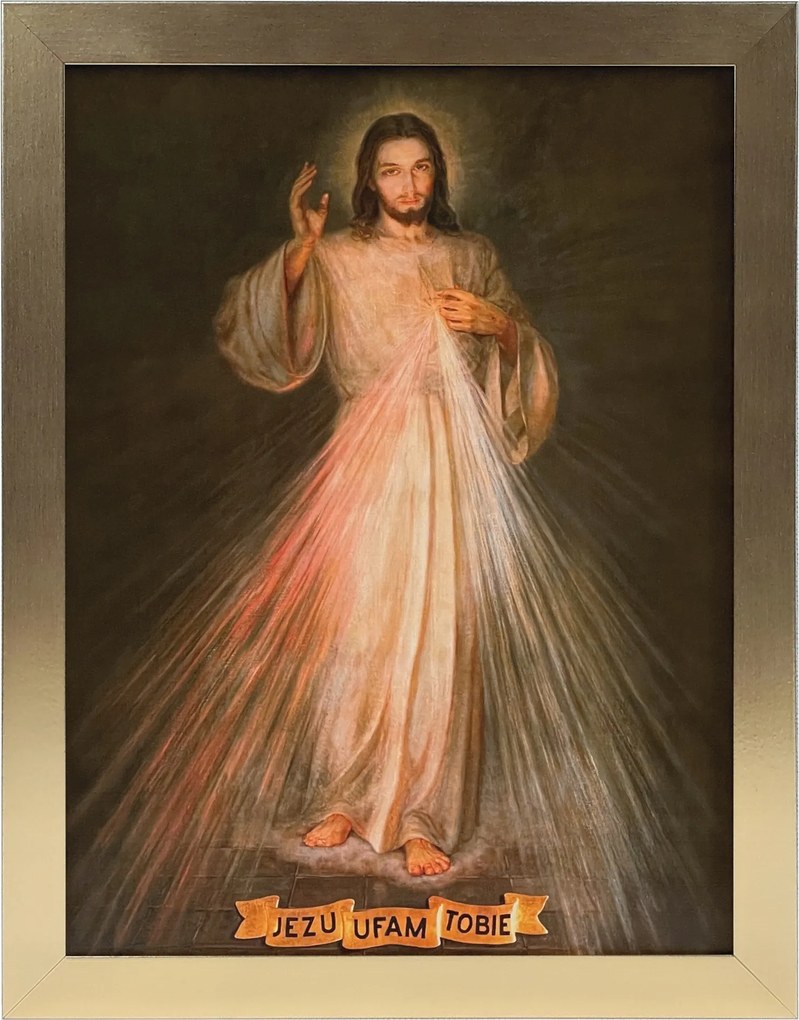 Vászonkép 45x35 Jézus Bízom Benned Arany Keret