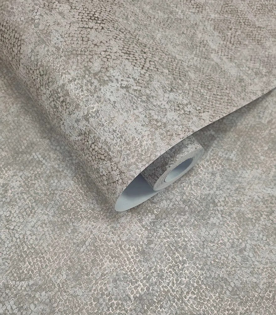Holden Decor Textura Ophidian szürke kígyóbőr mintás fémhatású vlies tapéta – 66121