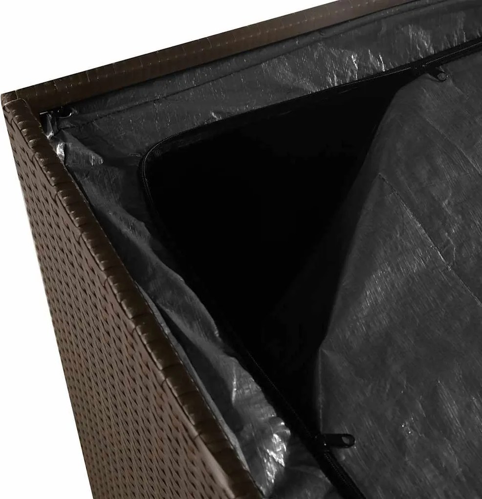 Barna Polyrattan Kerti Tárolóláda 220X50X58 Cm