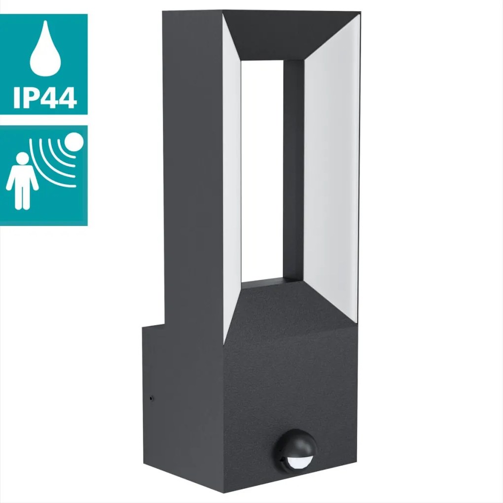 EGLO 98726 RIFORANO Fali Lámpa Mozgásérzékelővel Fehér, Fekete LED IP44