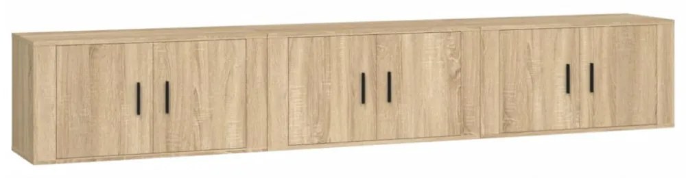 3 db sonoma tölgy színű fali TV-szekrény 80 x 34,5 x 40 cm