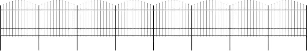vidaXL fekete acélkerítés lándzsás tetejű szegéllyel 1426 x 175 cm