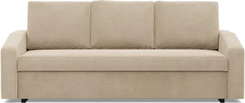 Zeus kanapéágy, kordbársony, hab töltet, döntött kartámasz, bézs