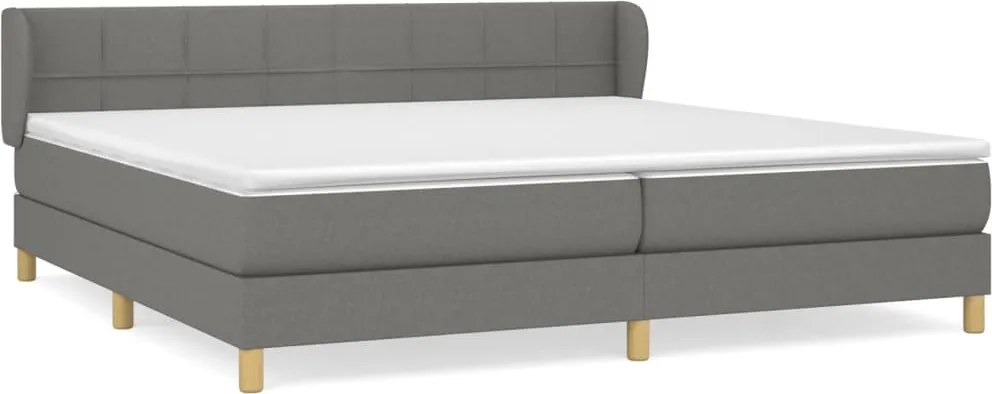 vidaXL sötétszürke szövet rugós ágy matraccal 200 x 200 cm